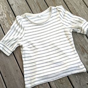 Anthropologie Eri + Ali off white stripe puffed